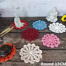 13CM ronda Vintage Crochet Floral Navidad manteles individuales mesa de cristal taza de café posavasos paño para la decoración de la Mesa de banquete de boda