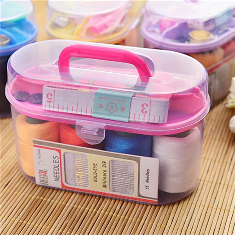 

High Quality Sewing Tools Handle Craft Sewing Box Colorful Sewing Thread Needle Tape Measure Knife Button Thimble DIY Tool Sets