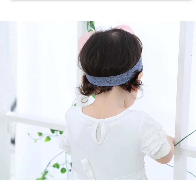 7Petal Bowknot Girl Headband Chiffon Elastic Comfortable Kids's Hair Belt Headwear Dress Up Wide Edge Sweet Lace and Cute Colorful Headwrap