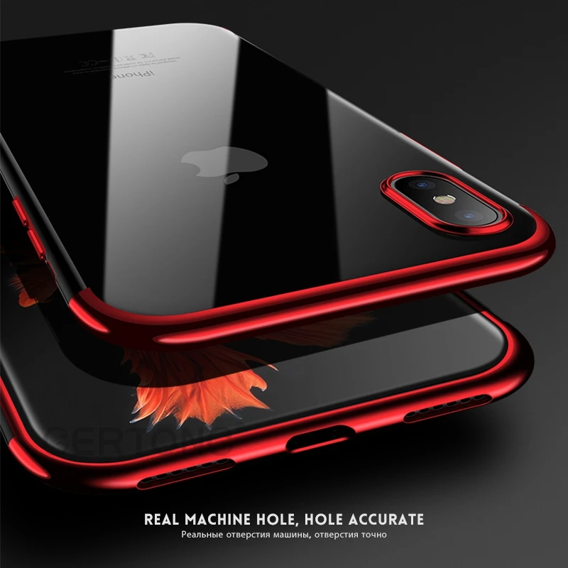 Чехол накладка GerTong из мягкого ТПУ для iPhone X 8 7 6 6s Plus XS MAX XR 10 чехлы с гальваническим