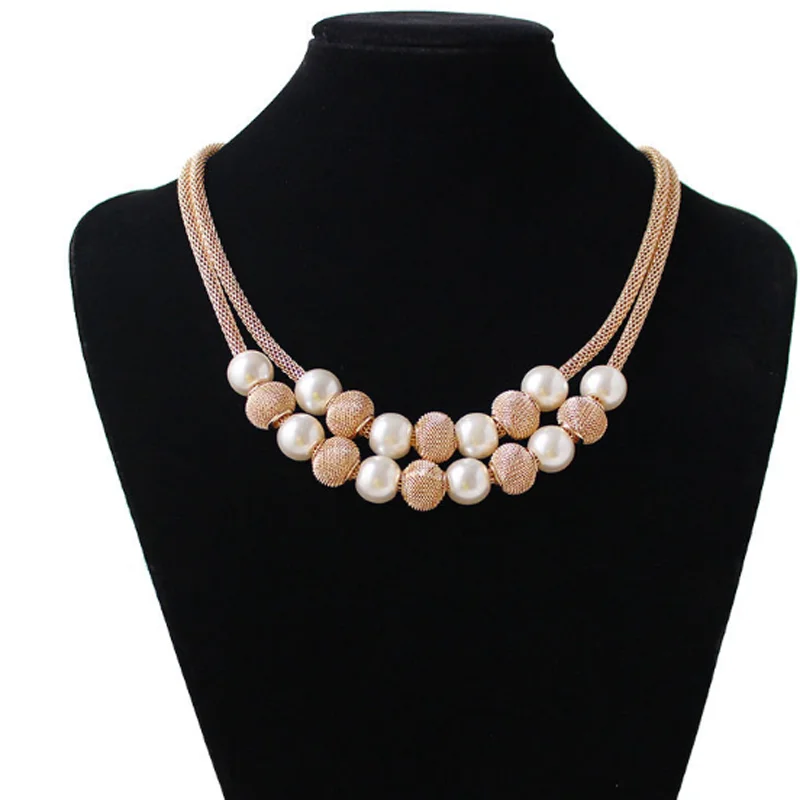 

Fashion Necklace Collar Beads Necklaces & Pendants Women Gift Trendy Choker Metal Chain Statement Simulated Pearl Necklace
