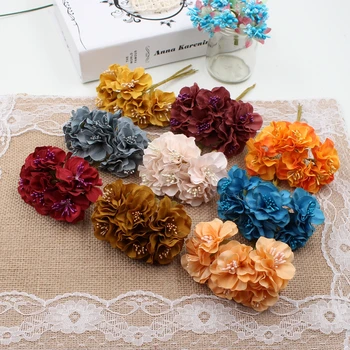 

60pcs/lot Silk Stamen Daisy Artificial Flower Bouquet For Wedding Decoration DIY Scrapbooking Decorative Wreath Fake Flowers