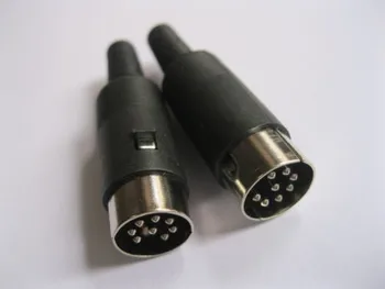 

10 Pcs 8 Pin DIN Plug male jack Connector with Plastic Handle Soldering DIY
