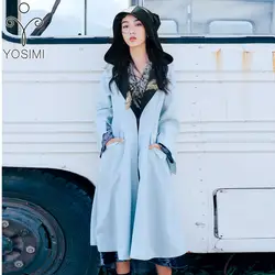 YOSIMI 2018 осень-зима пальто женское дикий длинный капюшон Тренч Женское пальто Длинная Верхняя одежда свободная одежда для леди с капюшоном