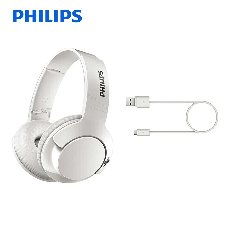 Philips SHB3175 повязка на голову, беспроводная гарнитура с Bluetooth 4,1, регулятор громкости, литий-полимерная для Iphone X, официальная проверка - Цвет: White