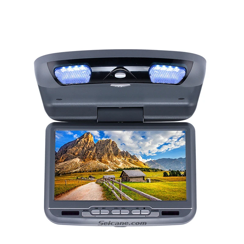 

Seicane 9 inch 800x480 TFT LCD Screen Car Roof Mounted DVD Player IR & FM Transmitter Flip Down support 32 Bits Game USB SD