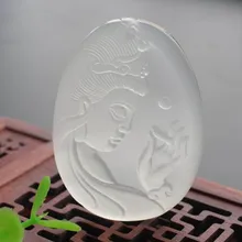 Гуаньинь кулон натуральный агат халцедон агат Кристалл ювелирные изделия нефрит кулон с подлинными товарами