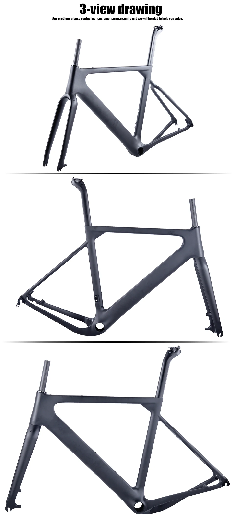 Clearance 2018 China NEW arrival Aero Road or MTB Bike Frame S/M/L size Cyclocross Frame Disc Bike Carbon Gravel frame QR or thru axle 5