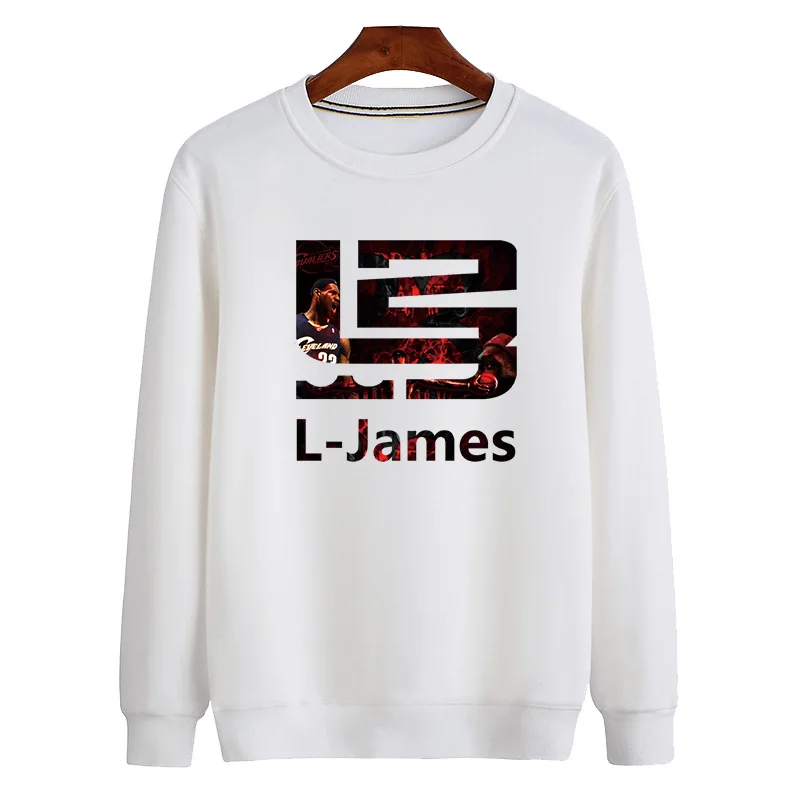 Мужские спортивные баскетбольные пальто TMcG/LJames/DRose LOGO большого размера свободные махровые свитера дышащие крутые худи без шапок - Цвет: White James