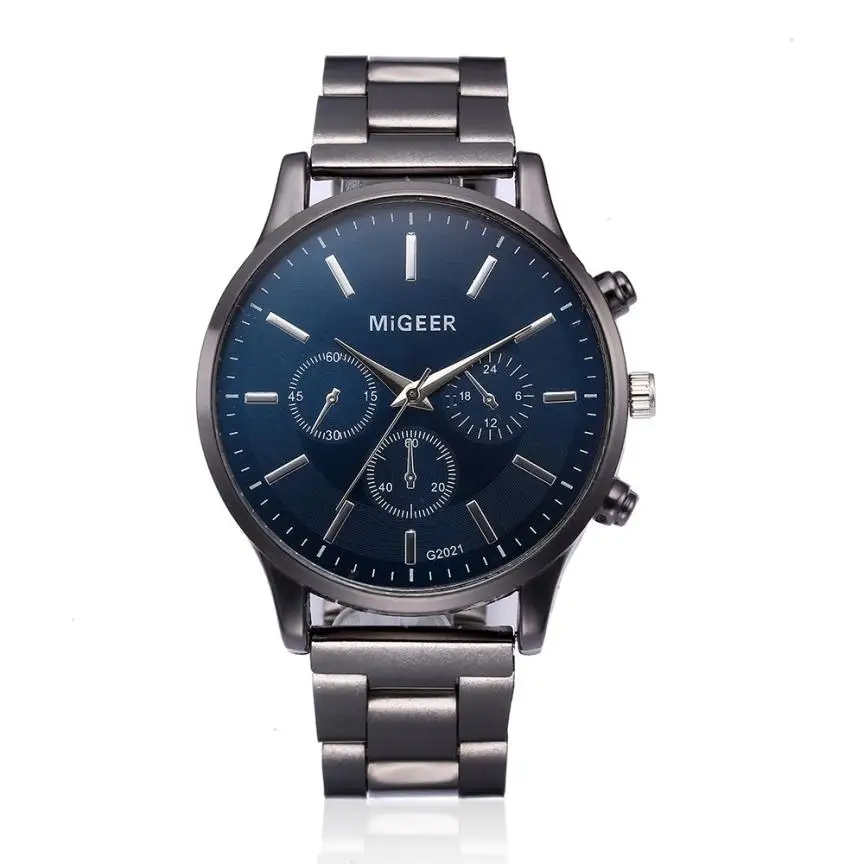 MIGGER модные мужские часы с кристаллами, браслет из нержавеющей стали, аналоговые кварцевые наручные часы, мужские часы