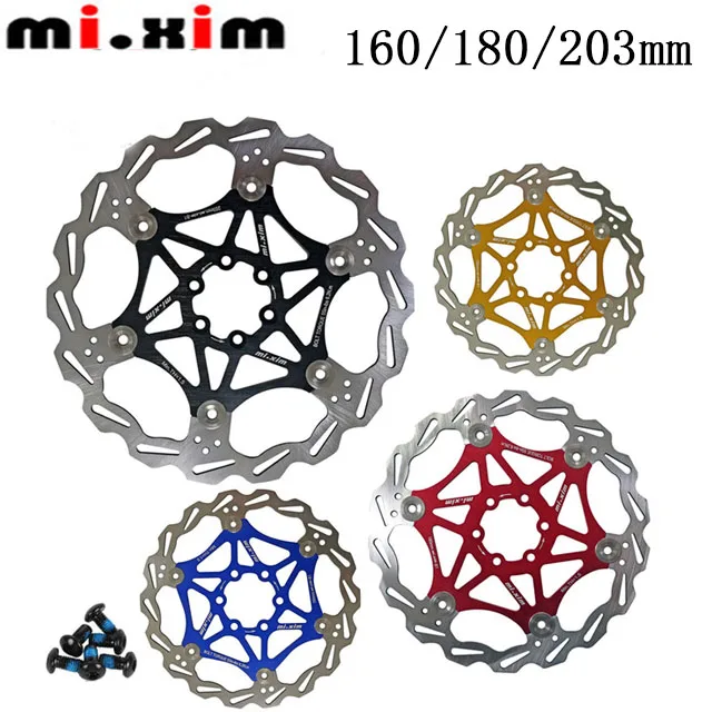 Mi. Xim MTB велосипеда 160/180/203 мм B1 Горный Велосипед Велосипедный спорт поплавок плавающей дисковые роторы красный/синий/черный/золото для дисковый тормоз горного велосипеда