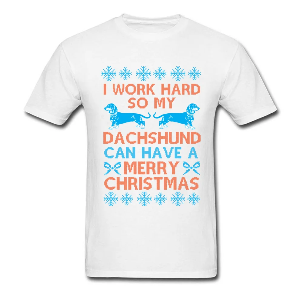 Dachshund Christmas V2 Tops Tees Faddish O Neck Printing Short Sleeve 100% Cotton Adult T-shirts Printed Tee-Shirt Dachshund Christmas V2 white