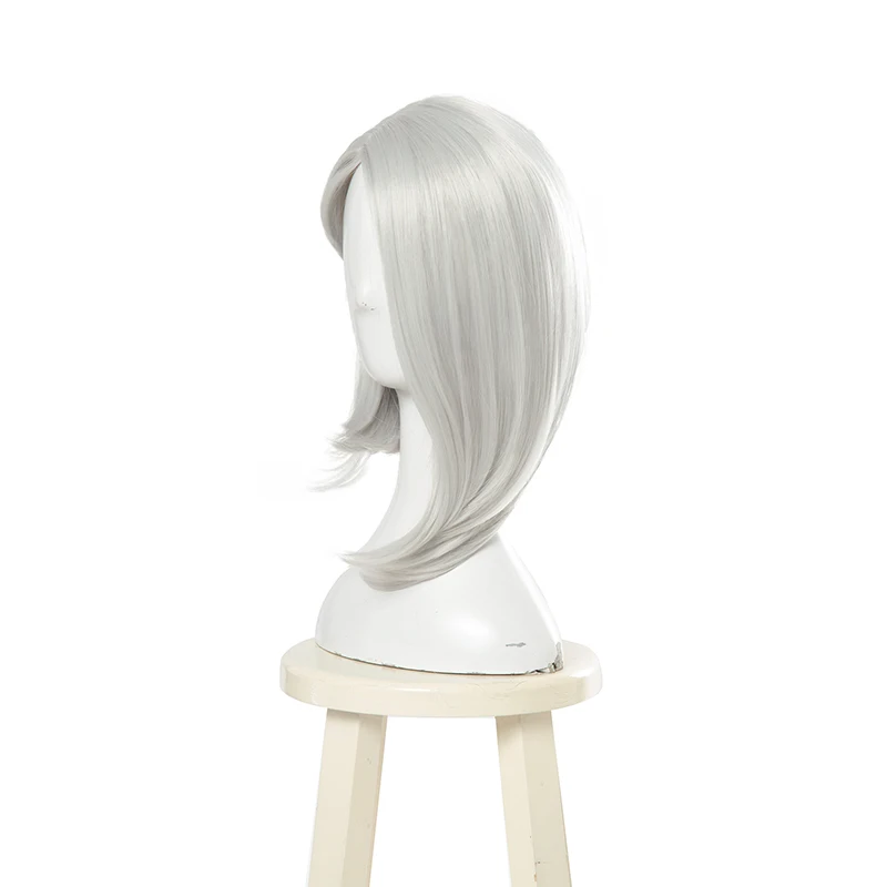 ROLECOS игра OW косплей волос над OW часы Эш Косплей головные уборы 35 см короткие Серебристые белые термостойкие синтетические Косплей волосы