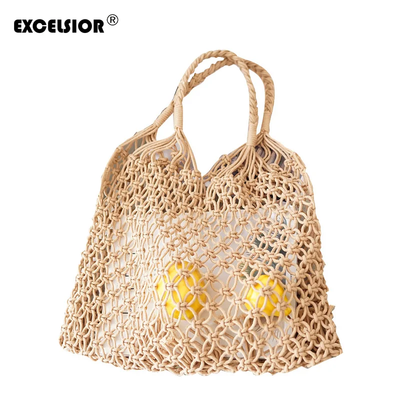Goede EXCELSIOR vrouwen Tas Nieuwe Collectie Hot Koop Handtas Leisure Gras Weave Schoudertas Modieuze Strandtas Stijlvolle voor Meisje g1769