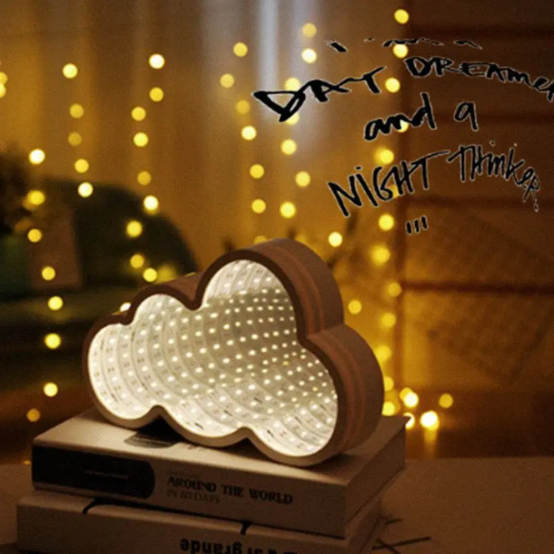  3D Novelty Stars Cloud Christmas Tree Night Light Infinity Mirror Tunnel Lamp Creative LED Mirror L - 32899899430