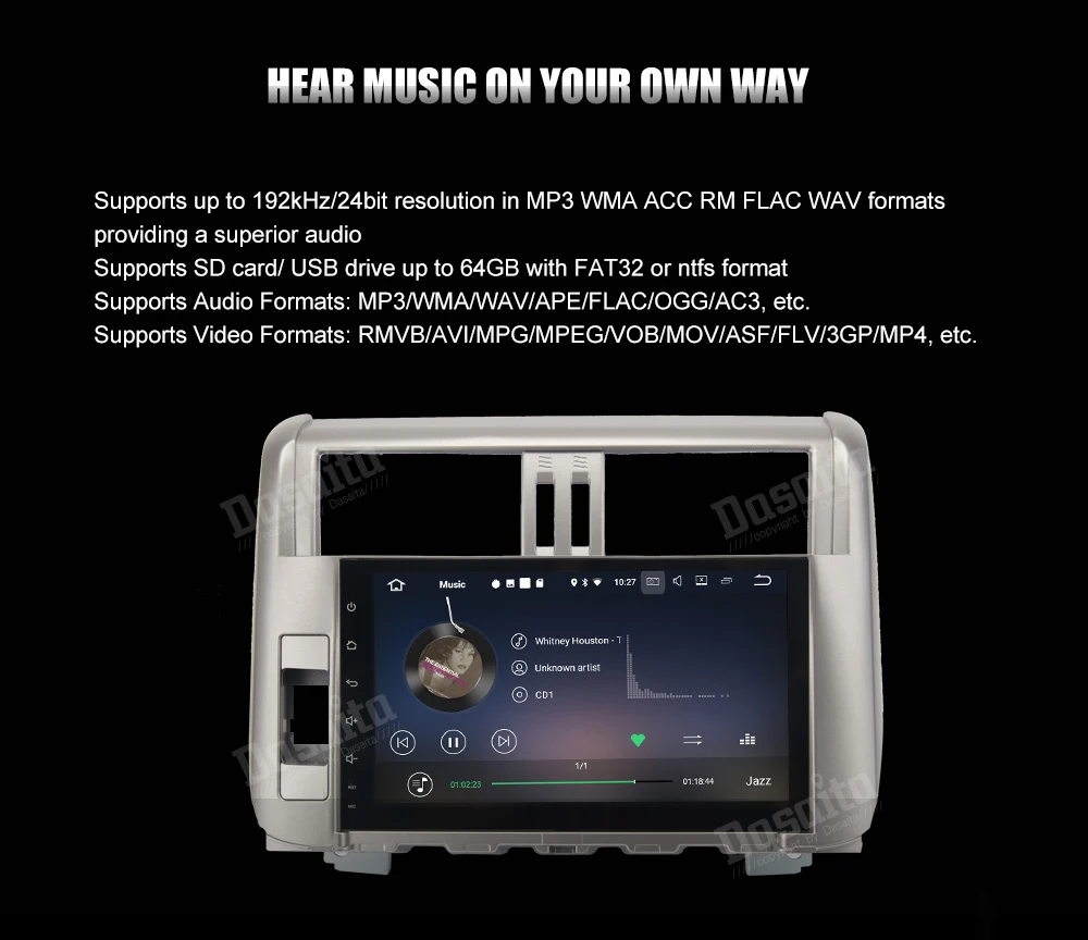 Best Dasaita 9" Android 8.1 Car GPS Player Navi for Toyota Prado 150 2010-2013 with 2G+16G Quad Core Auto Stereo Multimedia 11
