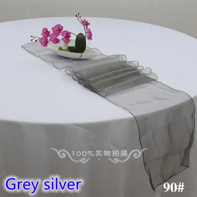 Couleur Argent Gris Organza Chemin De Table Cristal Organza