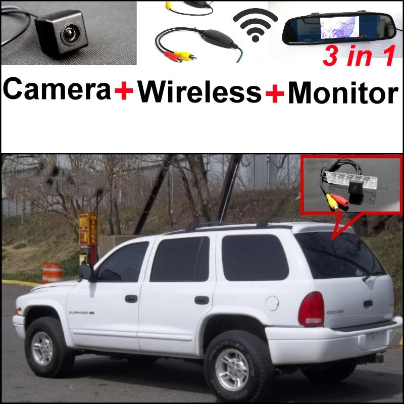 

3 in1 Mirror Monitor EASY DIY Bcakup Parking System For Dodge Durango Special Rear View Camera + Wireless Receiver