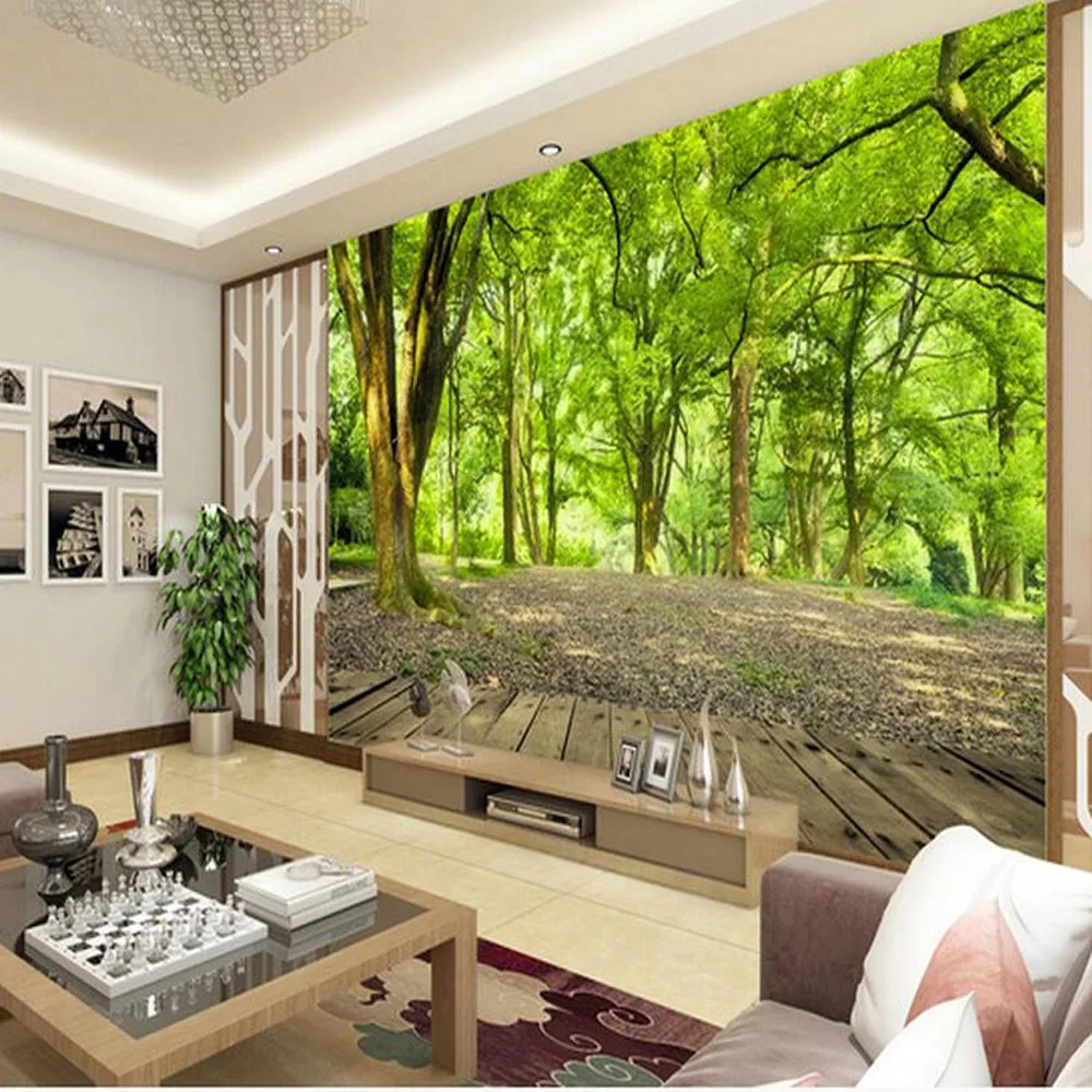 Зеленый лес естественно домохозяйство Виниловые Наклейки Ролл стены бумага в рулонах гостиная roomTV фон обои home decor 3d