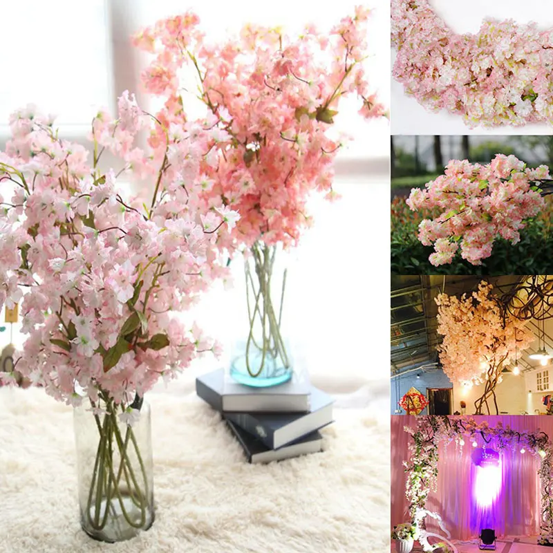 

Artifical Sakura Fake Flower Simulation Cherry Blossoms Festive Party Beautiful Romantic Store Decor 98.5cm