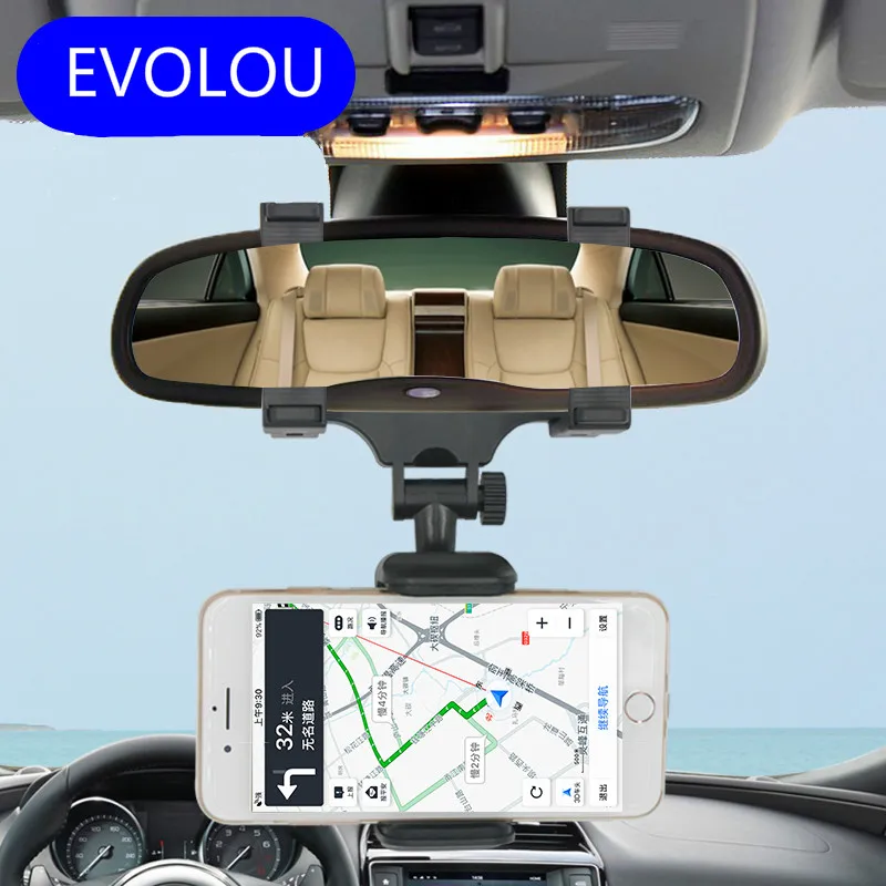 

Adjustable Car Holder Rearview Mirror Mount Phone Holder for Iphone X 8 Plus Redmi Note 5 S2 Universal Smartphone Stand Support