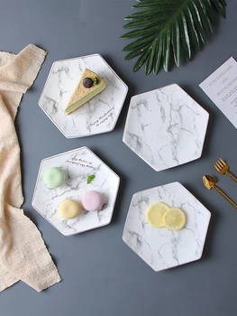 

Creative marble dishes ceramic salad bowl kitchen dinnerwares meal tools fruit tray