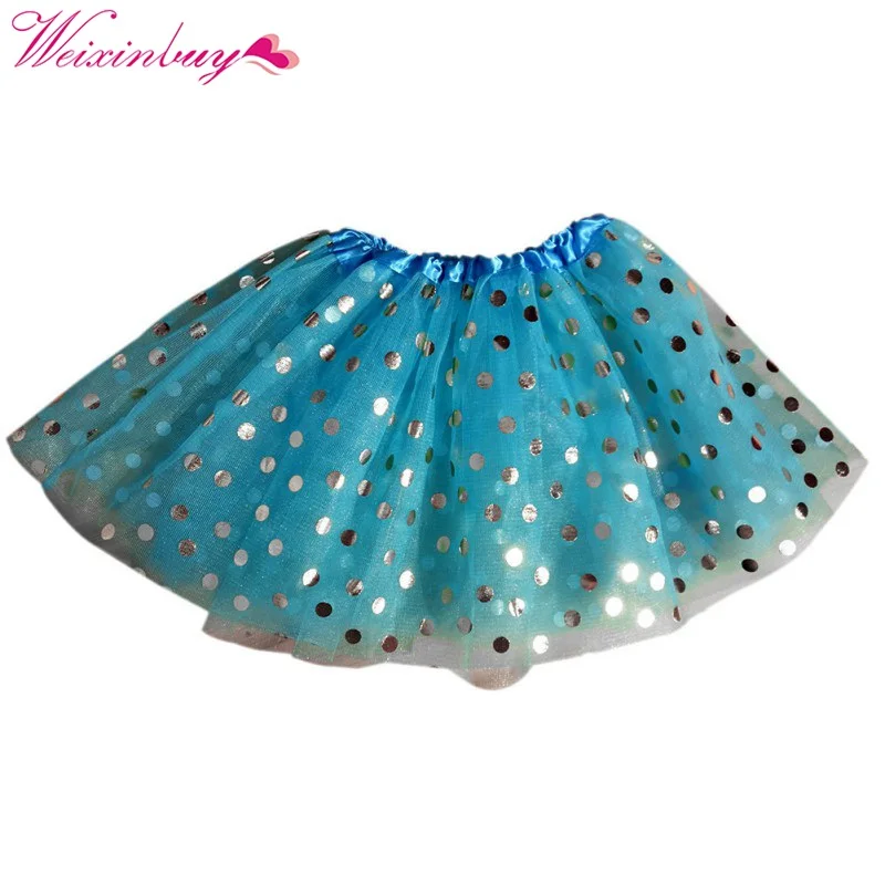 

2017 Kids Girls Dot Glitter Dance Tutu Skirt Sequin with 3 Layers Tulle Toddler Girl Chiffon Pettiskrit 1-5Years