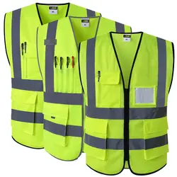 Светоотражающий жилет безопасности с карманами Рабочая Здравствуйте hi vis куртка