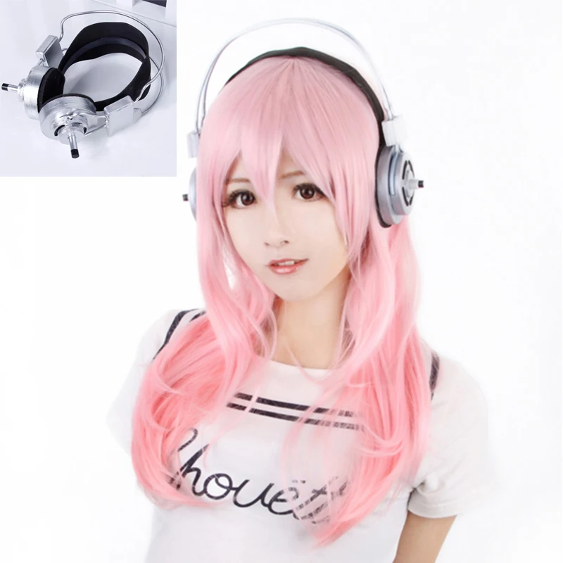 Супер Sonico Supersonico 60 см Длинные розовые Ombre волосы термостойкий косплей костюм