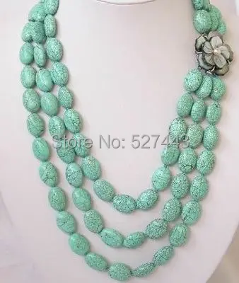 

Wholesale free shipping >>>>>>3strands 22''-24" Natural blue Turquoise Necklace AAA
