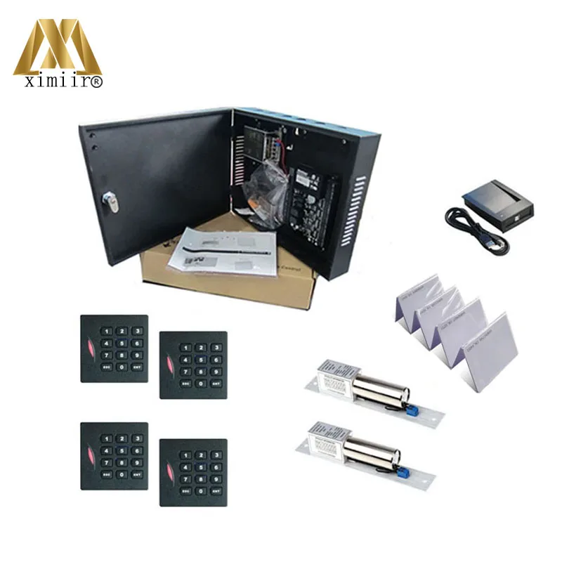 

C3-200 access control board with power supply box KR102E ID card reader infrared switch bolt lock card register RFID card
