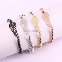 5 шт. браслеты с перьями браслет микро Pave CZ крыло регулируемое плетение макраме браслет уникальные ювелирные изделия