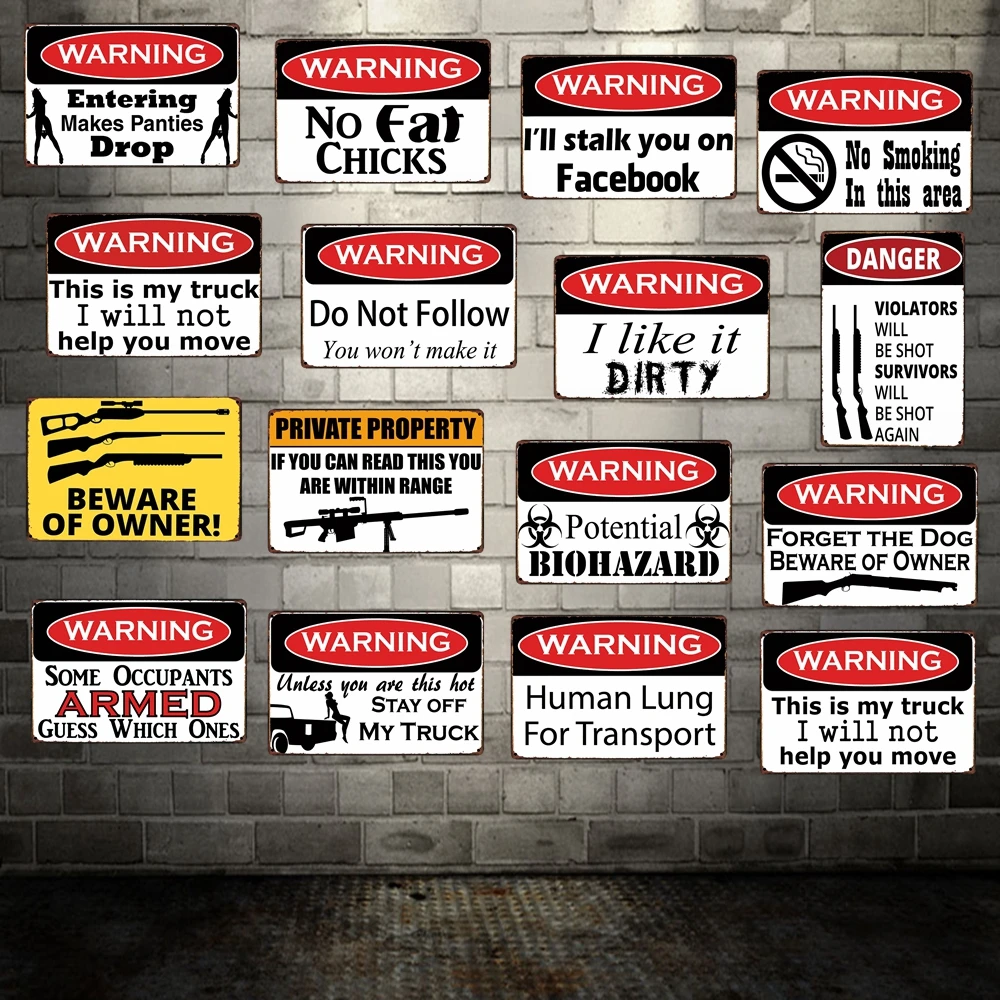 

[ WellCraft ] Funny Warning Metal Signs Wall Plaque Mural Painting Antique Gift Vintage Bar Hotel Shop Decor 20*30 CM FG-208