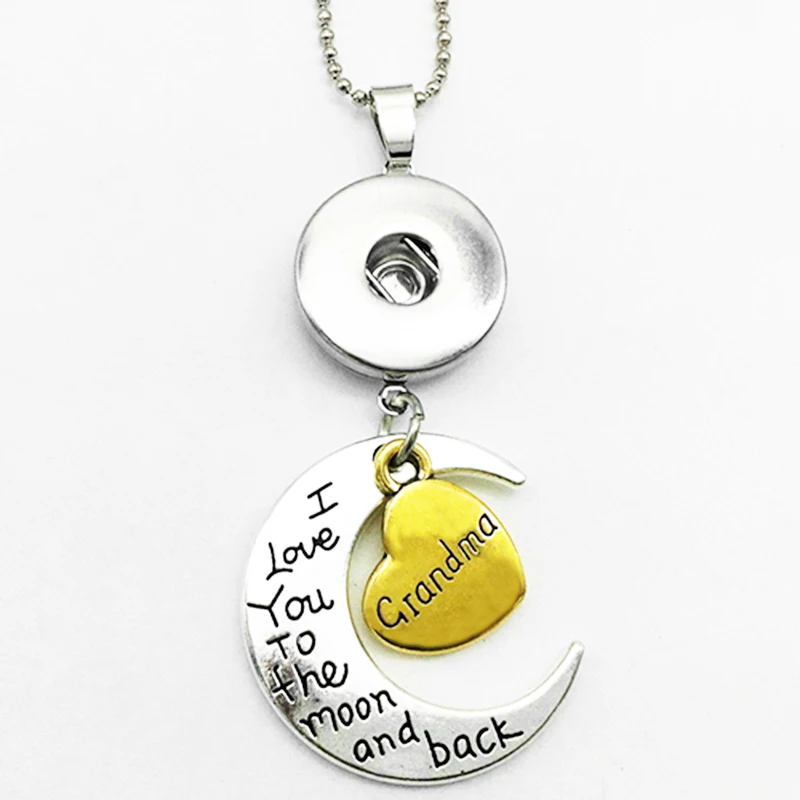 

NC992 MOM Grandma daughter sister love moon snap button necklace pendant (fit 18mm 20mm snaps)