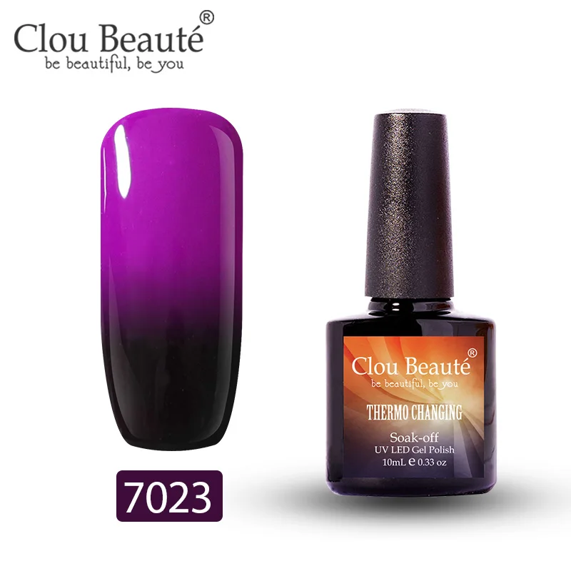 Clou Beaute изменение температуры УФ Гель-лак для ногтей 10 мл Гель-лак для ногтей маникюр термо-гель лак для ногтей цветной Гибридный лак - Цвет: 7023