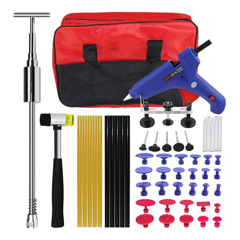 

PDR Tools Paintless Dent Repair Kit Slide Hammer Glue Gun Red Tool Bag DIY Tool Set Car Dent Removal Kit glue tabs dent puller