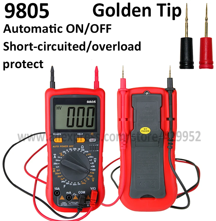 

9805 Digital Multimeter Ammeter For Test AC/DC Alternating Direct Current OHM Capacitance Diode