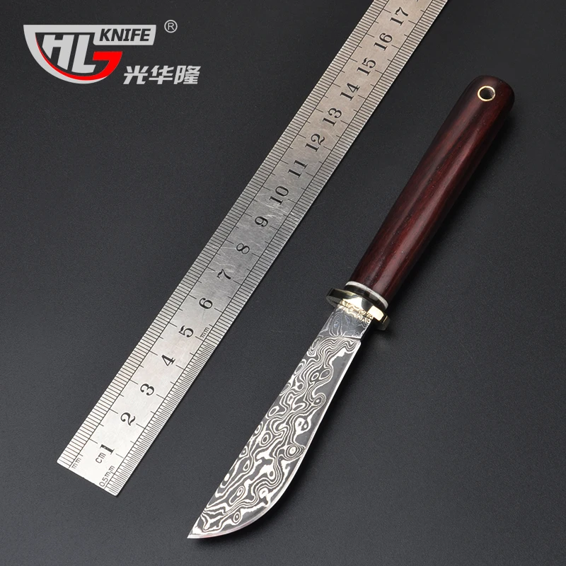 

Handmade forged fixed knife ebony handle Damascus Steel Straight Knives for survival machete chinese kitchen knife