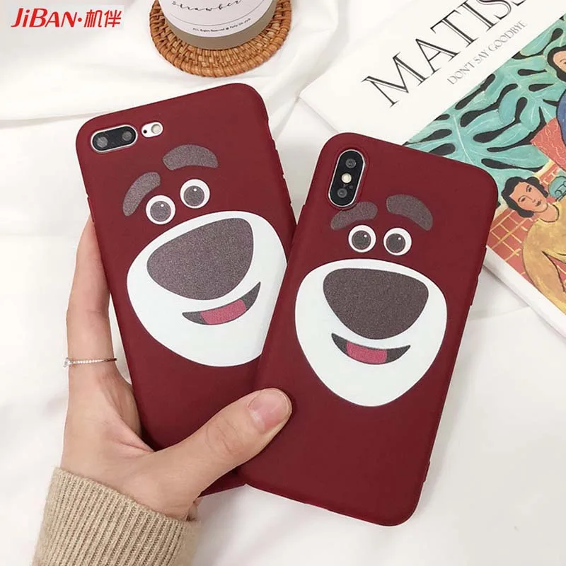 JIBAN Cute Cartoon Bear Phone Case for Iphone Xs Max Mobile Shell Apple 6plus 8plus/6s/7/XR Soft Silicone |
