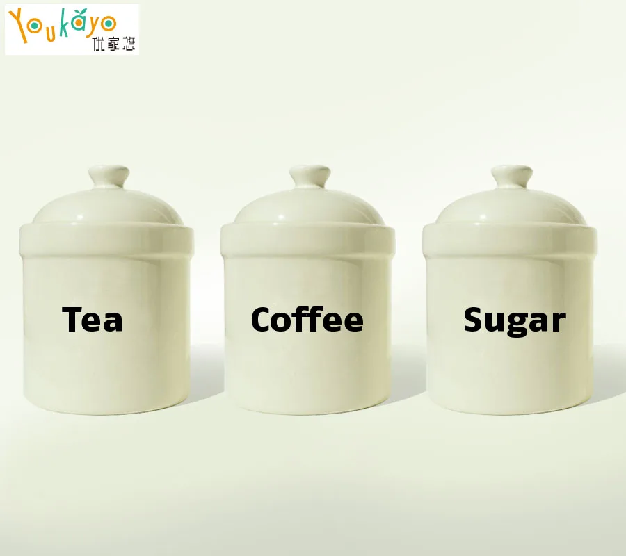 

Tea Coffee Sugar Jar Bin Canister Vinyl Decals Stickers for the Kitchen