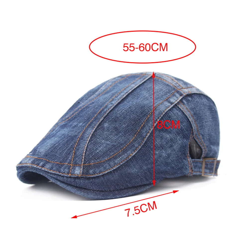 

adult unisex adjustable plain denim beret for women men blank jean flat newsboy cap spring summer sun hat