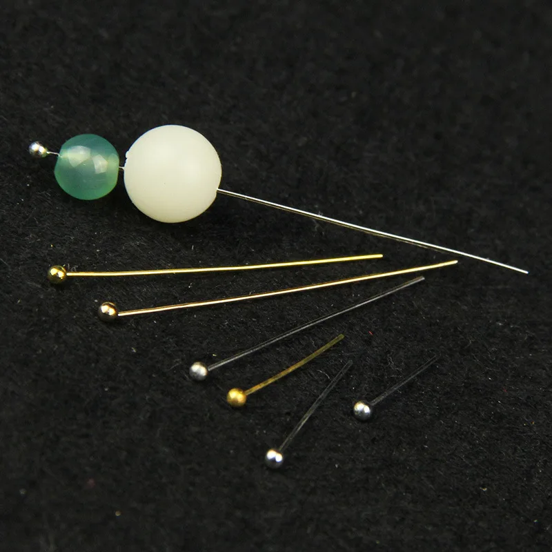 200pcs/lot Length 16 20 25 30 40 50 mm Gold Sivler Metal Ball Head Pins For Diy Jewelry Making Head pins Findings Dia 0.5mm Jewelry Findings