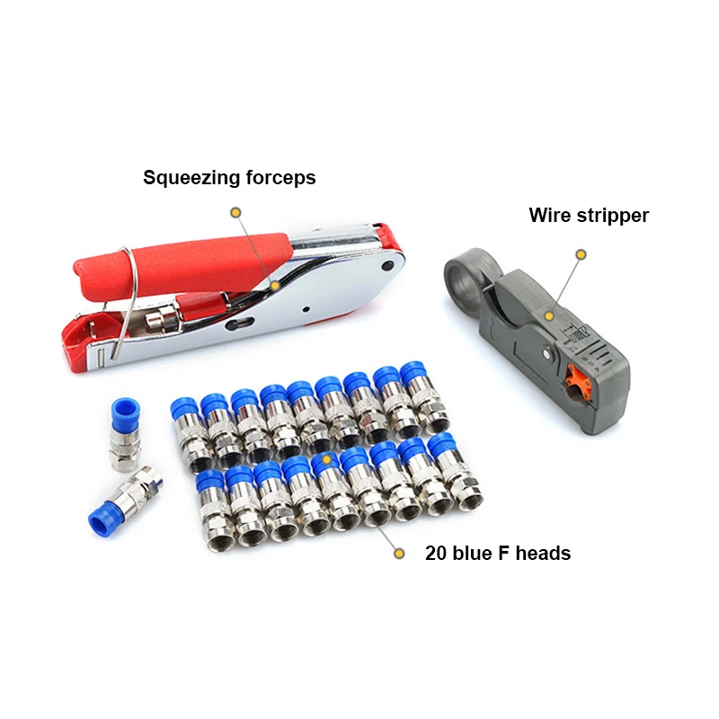 

Compression Connector Stripper Crimper Tooal Kit Set For RG6 RG59 Coaxial Coax Cable DAG-ship