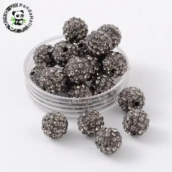 

polymer clay rhinestone beads, pave disco ball beads, grade a, round, pp15, black Charming, 10mm, hole: 1.8~2mm