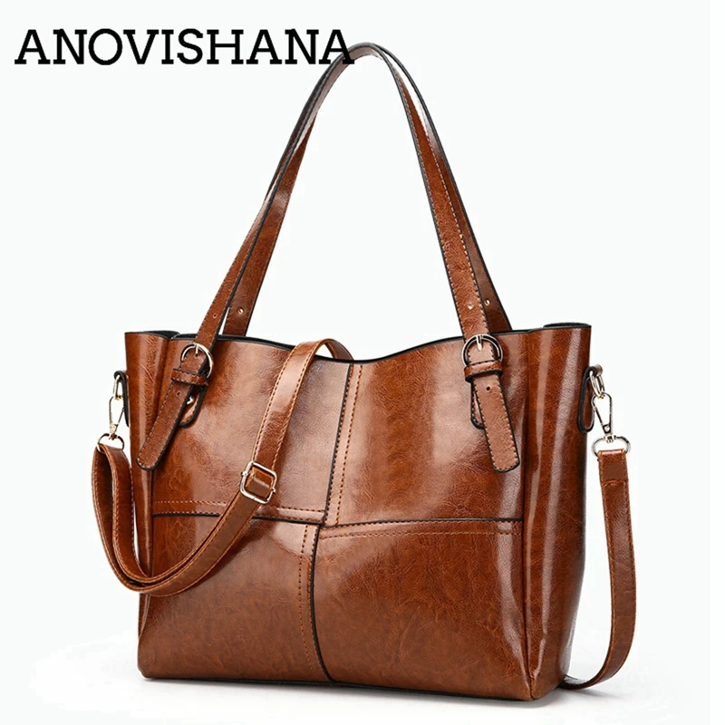 

ANOVISHANA Women Shoulder Bag Female Handbags PU Leather Large Capacity Tote Bag Casual Ladies Messenger Purse Protable Black