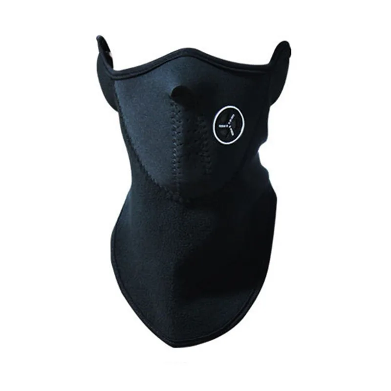 Полумаска для лица теплый флисовый чехол для велосипеда защита для лица капюшон защита для велоспорта Лыжный спорт на открытом воздухе Зимний шарф для защиты шеи теплая маска - Цвет: Black