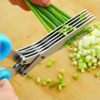 Best 100 Pcs Stainless Steel Kitchen Knives 5 Layer Scissors Sushi Shredded Scallion Cut Herb Scissors Spices Scissors Free DHL Fedex