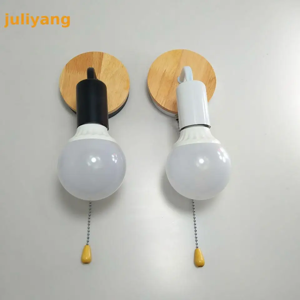 E HOME LED modern Wood wall light or home bedroom Coffee shop bar restaurant White Black Wall Lamp 110v 220v|wooden lights|wall lightwall lamp |