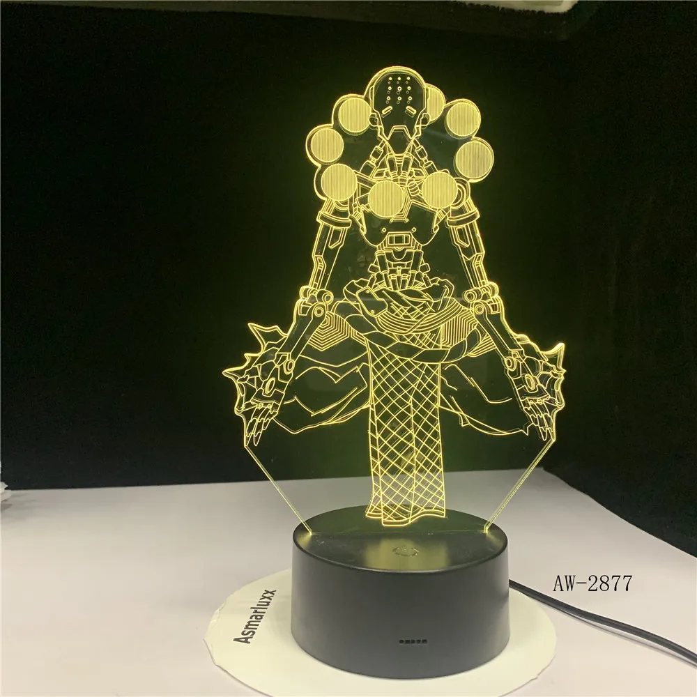 Настольная лампа 3D Warrior светодиодный ночсветильник аниме с изменением цвета 7
