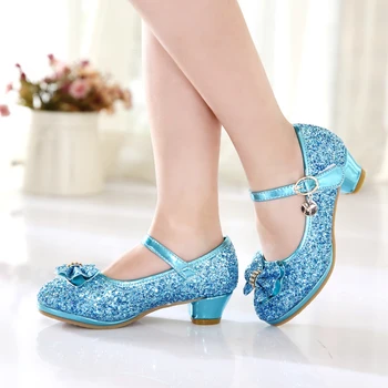 

2018 Spring Children Leather Party Shoes High Heels Girls Wedding Sandals Kids Casual Wild New Bowknot Princess Single Shoes